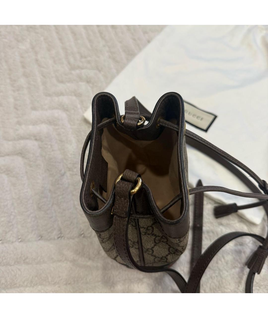 GUCCI Коричневая тканевая сумка через плечо, фото 4