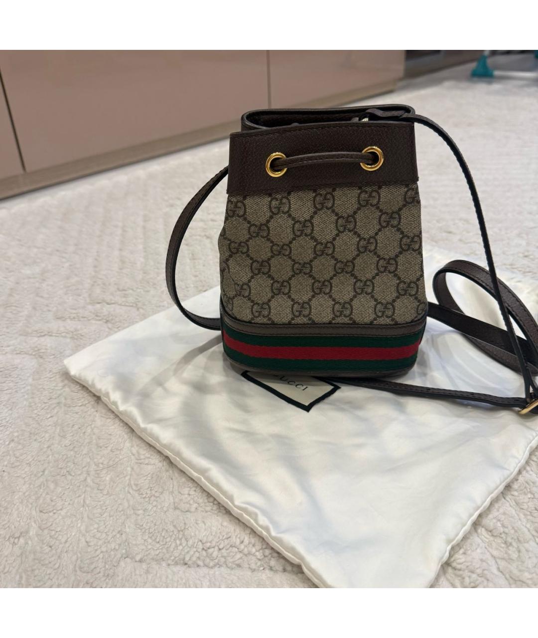 GUCCI Коричневая тканевая сумка через плечо, фото 3