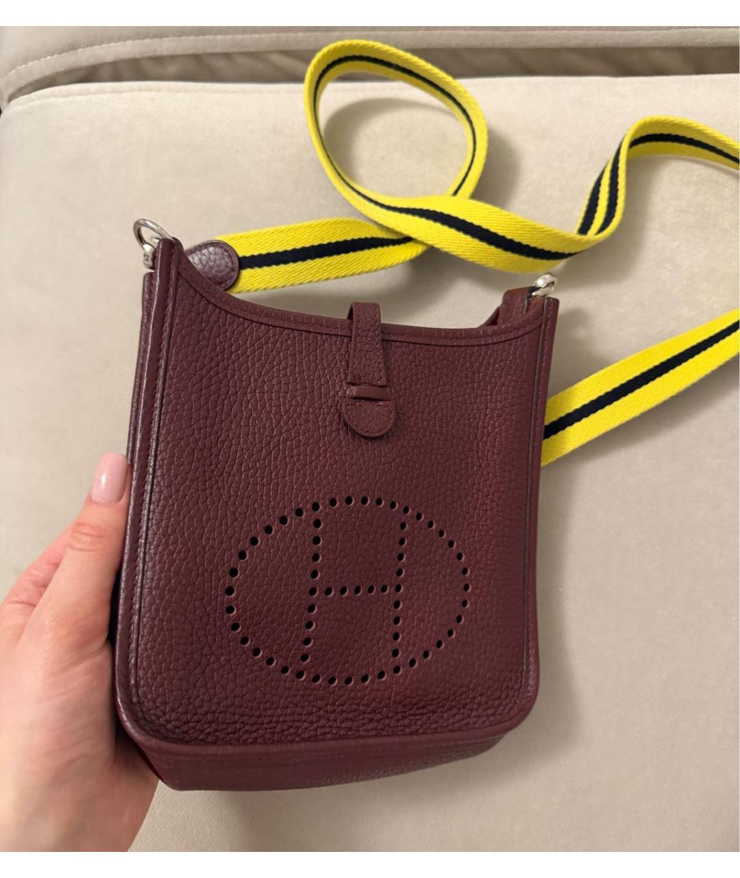 HERMES Бордовая кожаная сумка через плечо, фото 2