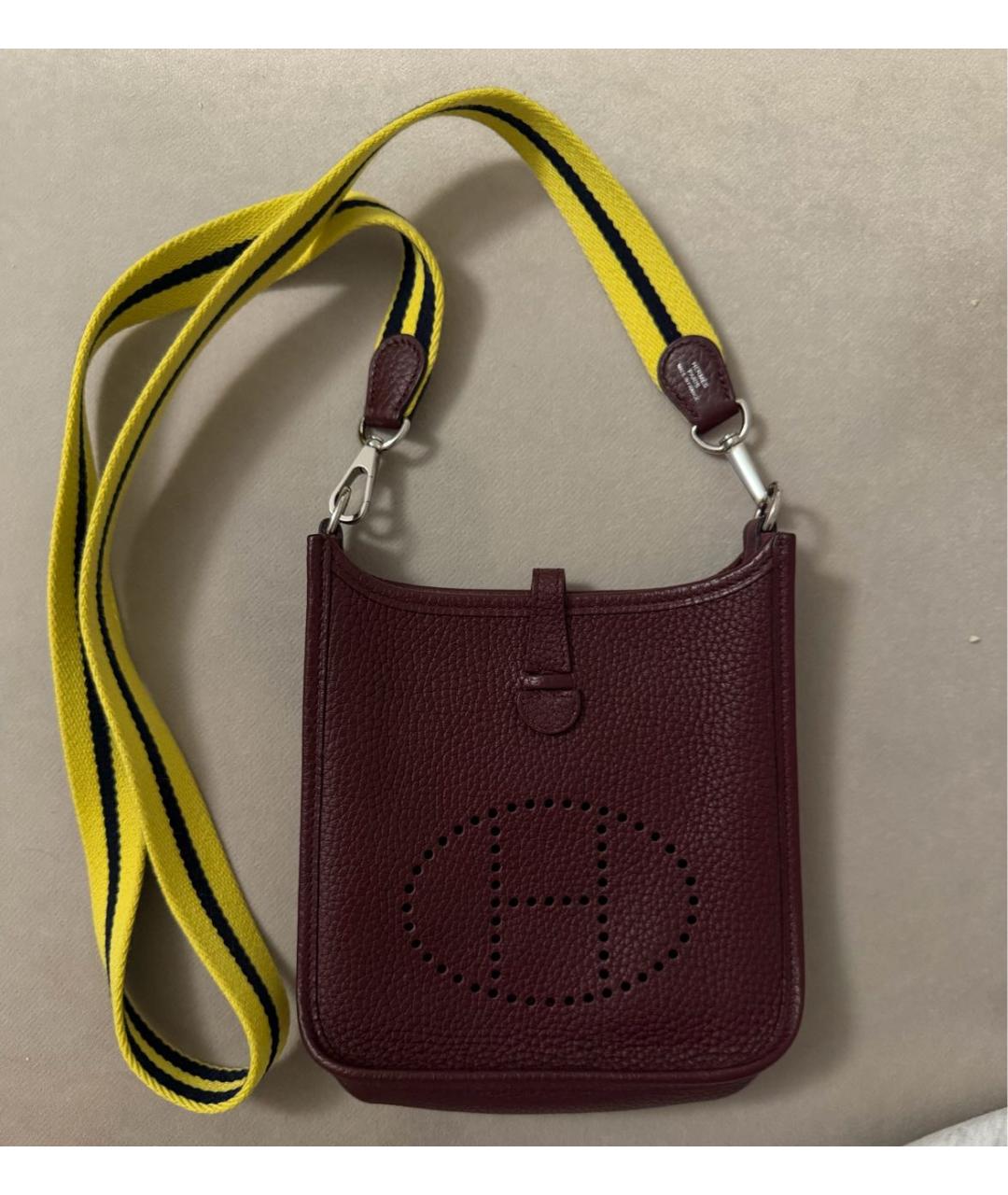 HERMES Бордовая кожаная сумка через плечо, фото 5