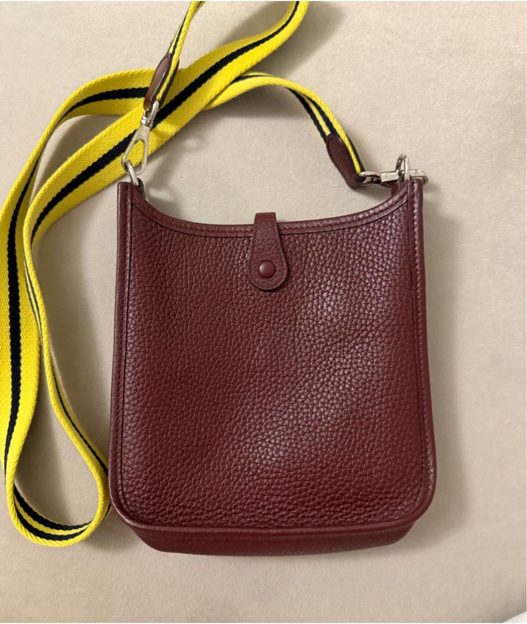 HERMES Бордовая кожаная сумка через плечо, фото 3
