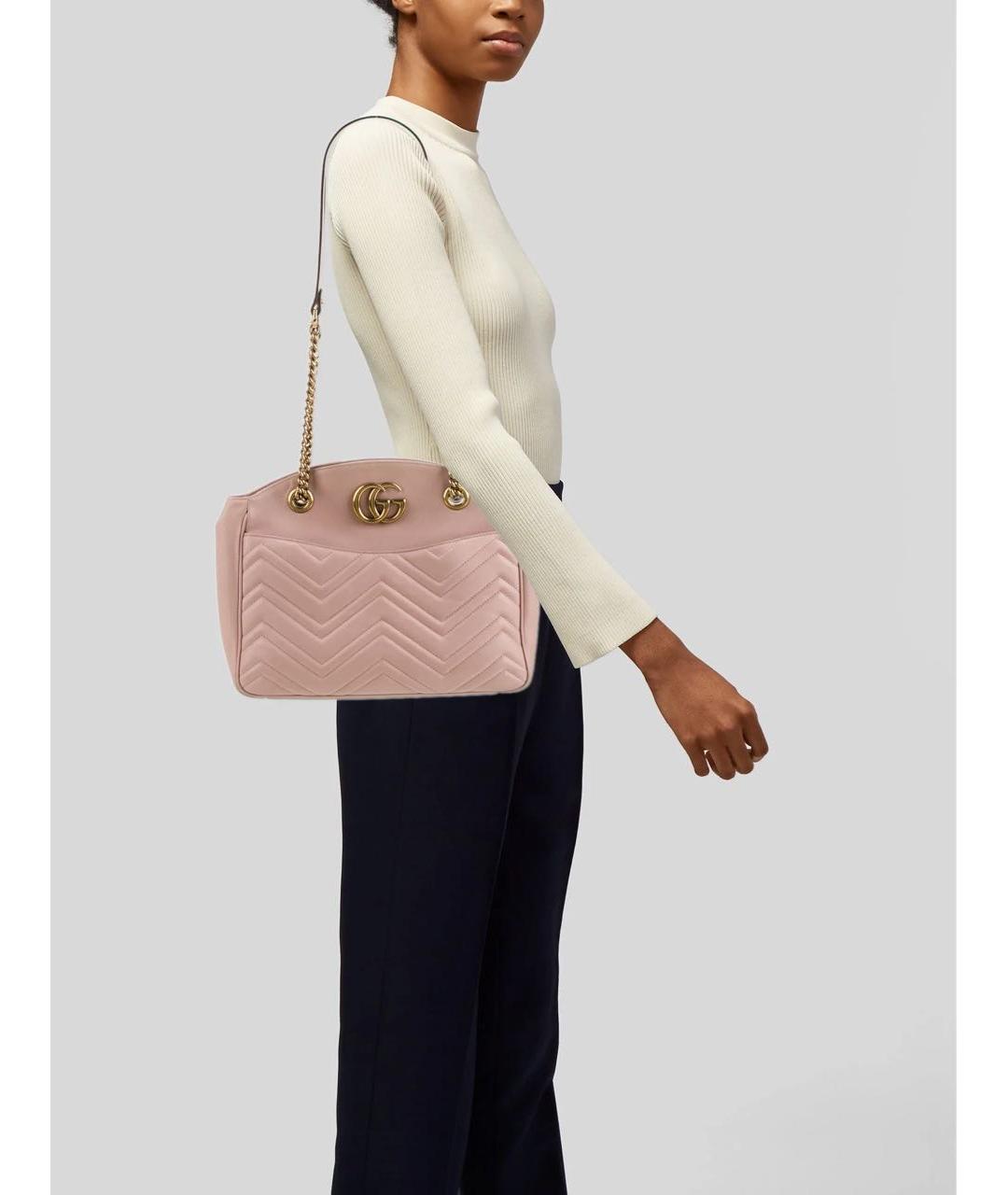 GUCCI Розовая кожаная сумка тоут, фото 4