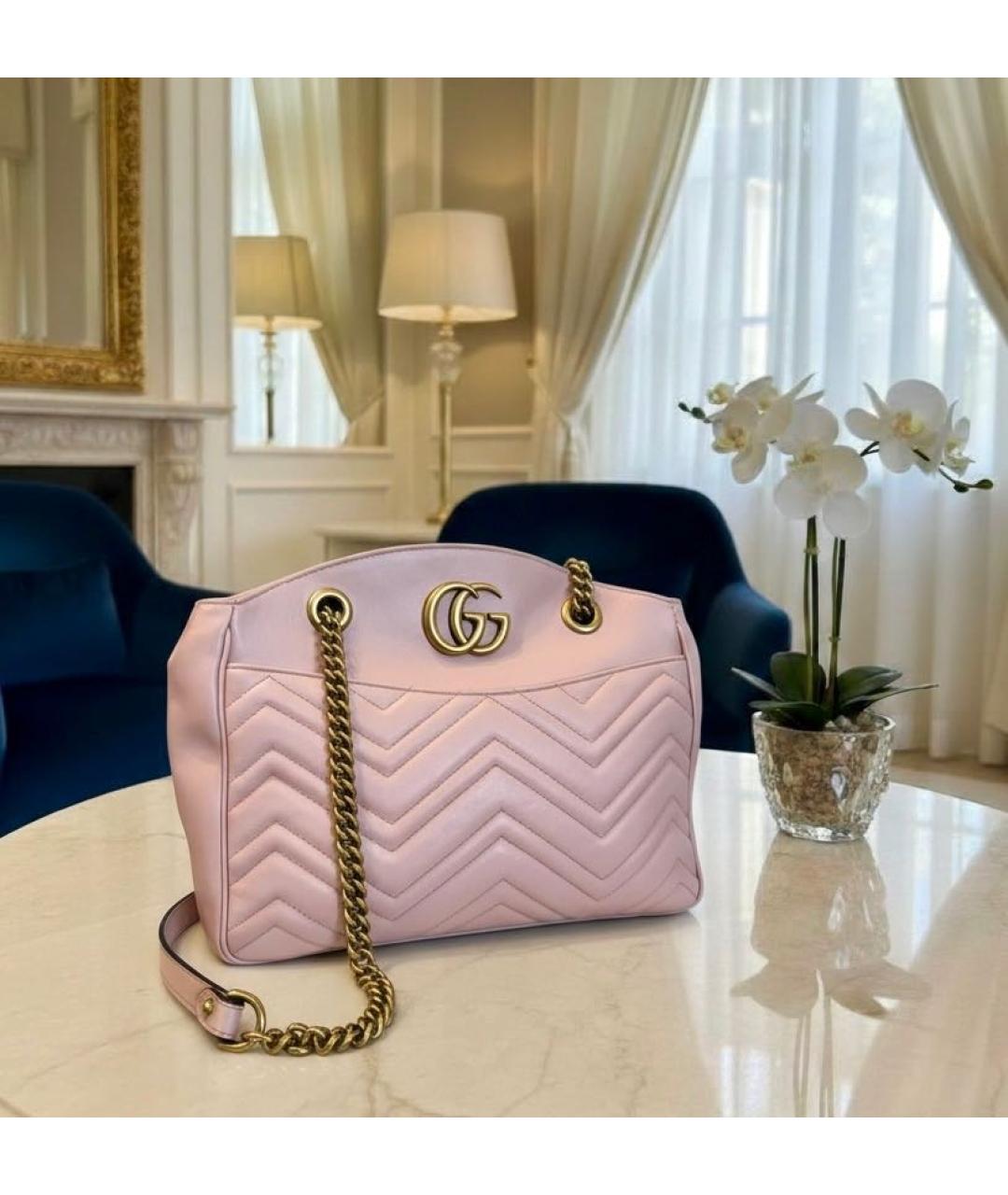 GUCCI Розовая кожаная сумка тоут, фото 3