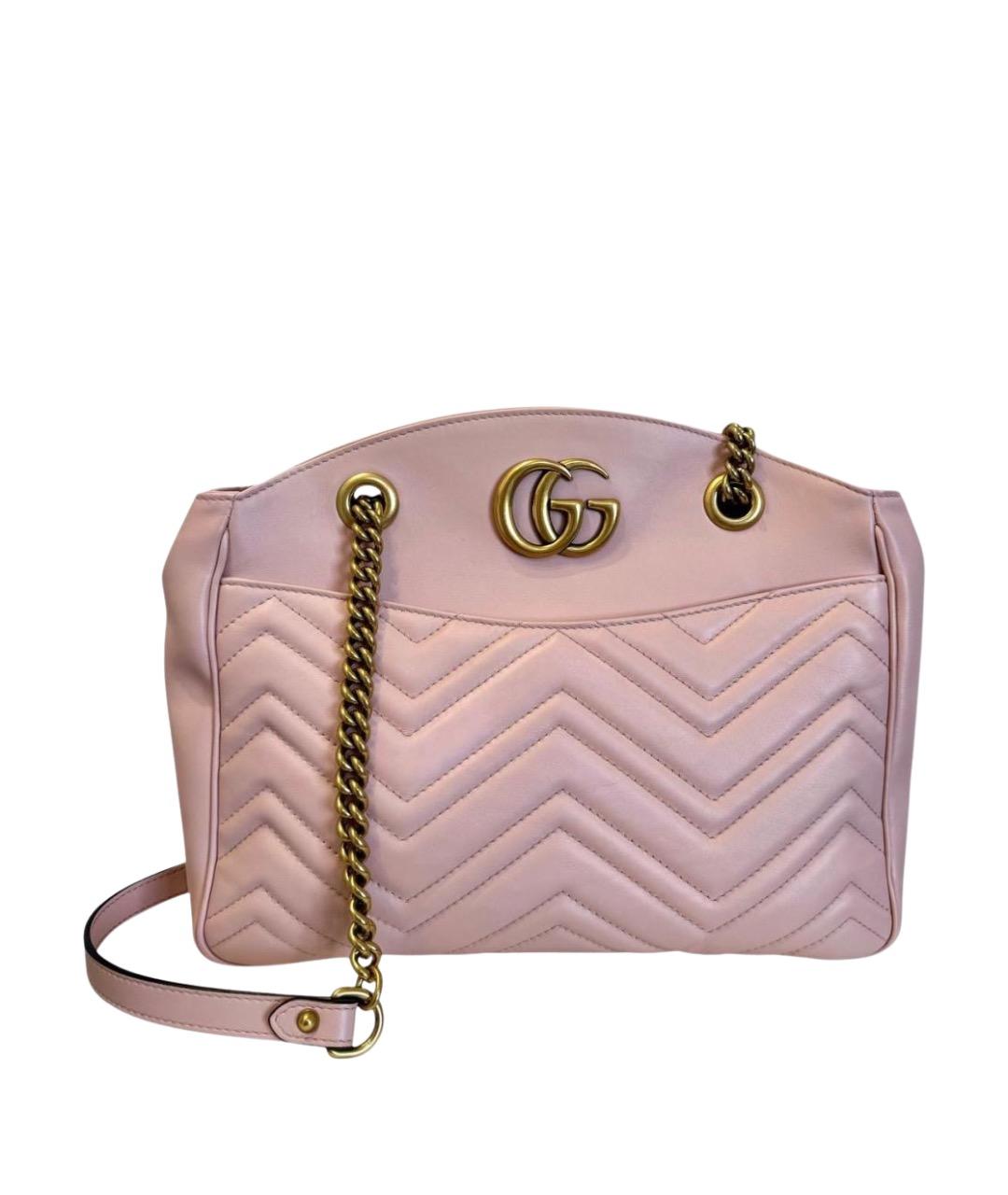 GUCCI Розовая кожаная сумка тоут, фото 1