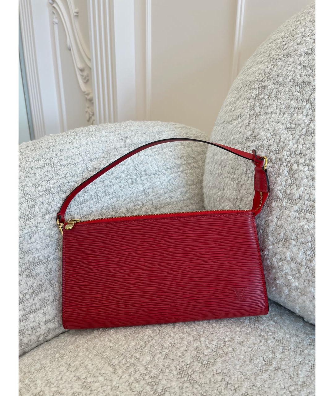 LOUIS VUITTON Красная кожаная сумка с короткими ручками, фото 2