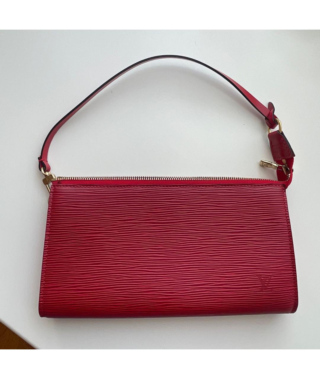 LOUIS VUITTON Красная кожаная сумка с короткими ручками, фото 9