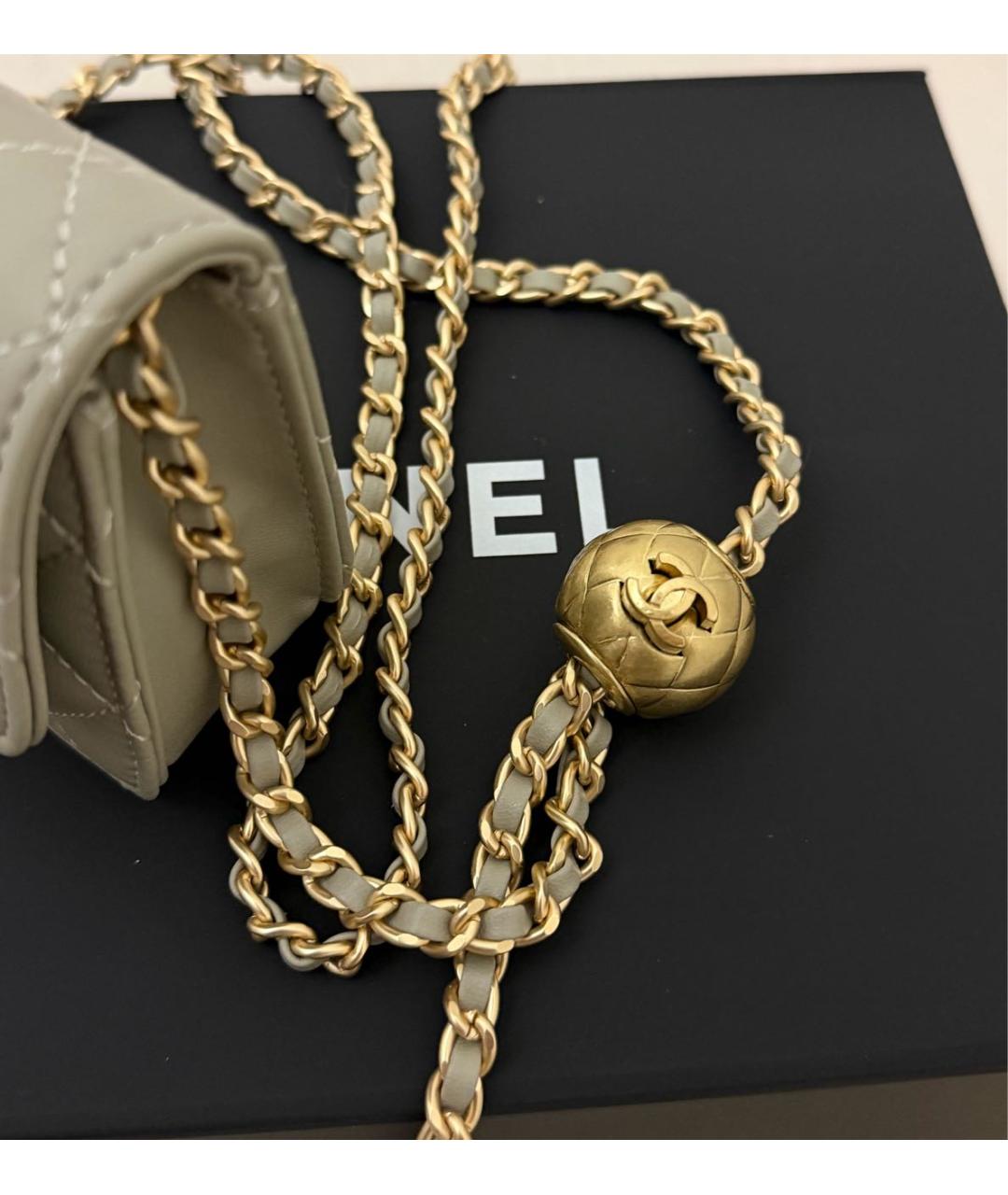 CHANEL Серая кожаная сумка через плечо, фото 5