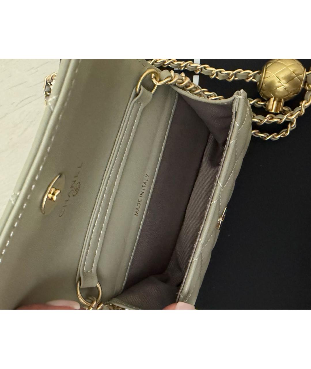 CHANEL Серая кожаная сумка через плечо, фото 4