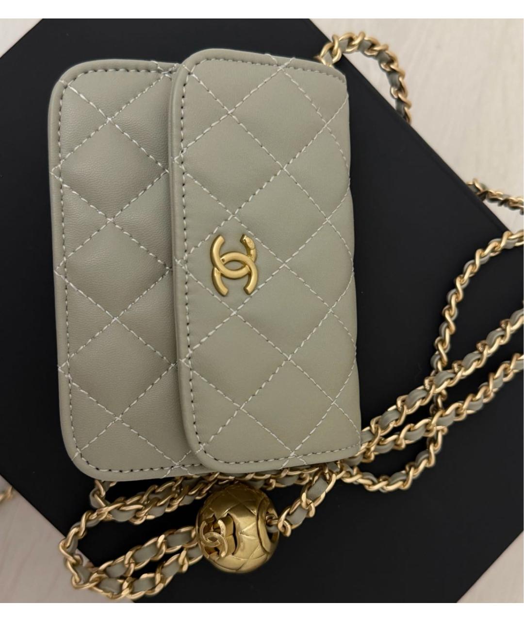 CHANEL Серая кожаная сумка через плечо, фото 6