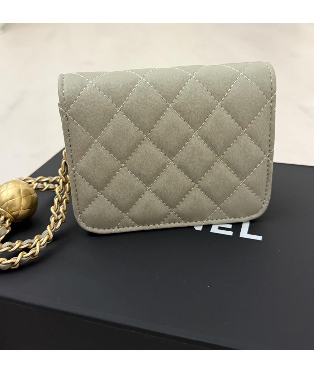 CHANEL Серая кожаная сумка через плечо, фото 3