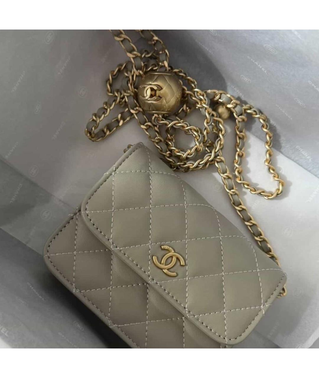 CHANEL Серая кожаная сумка через плечо, фото 7