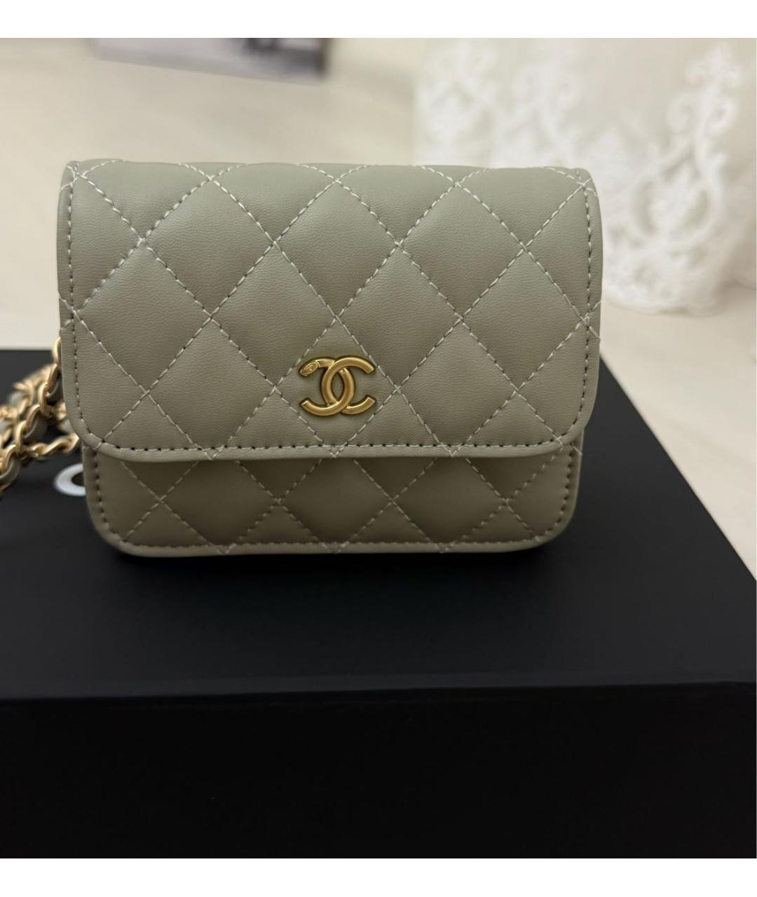 CHANEL Серая кожаная сумка через плечо, фото 8