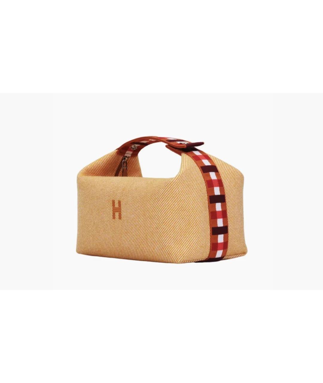 HERMES Бежевая тканевая косметичка, фото 2