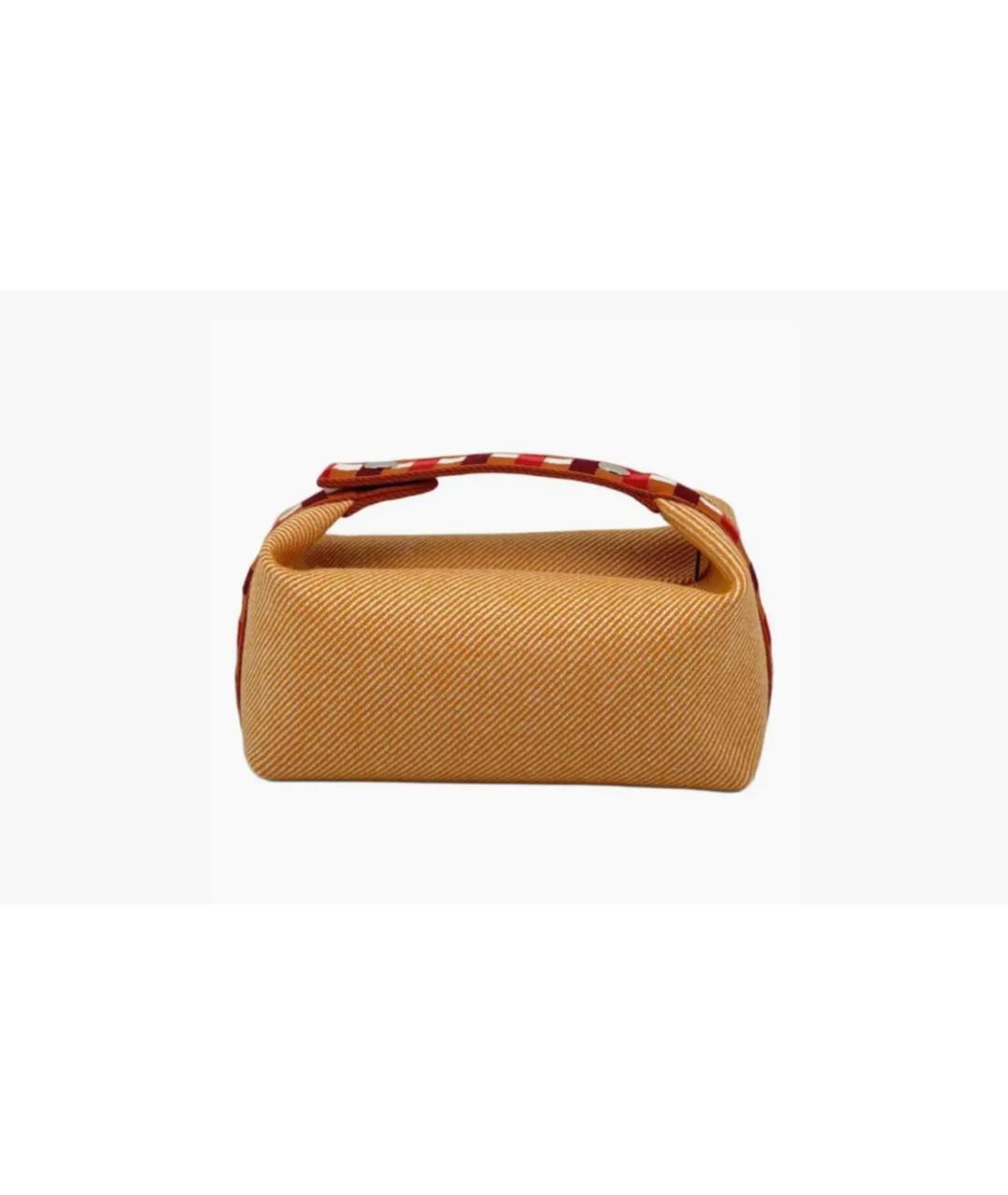 HERMES Бежевая тканевая косметичка, фото 3