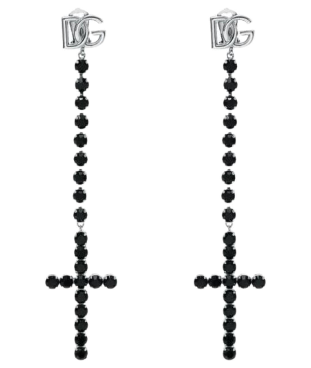 DOLCE&GABBANA Черные с серебряным покрытием клипсы, фото 1