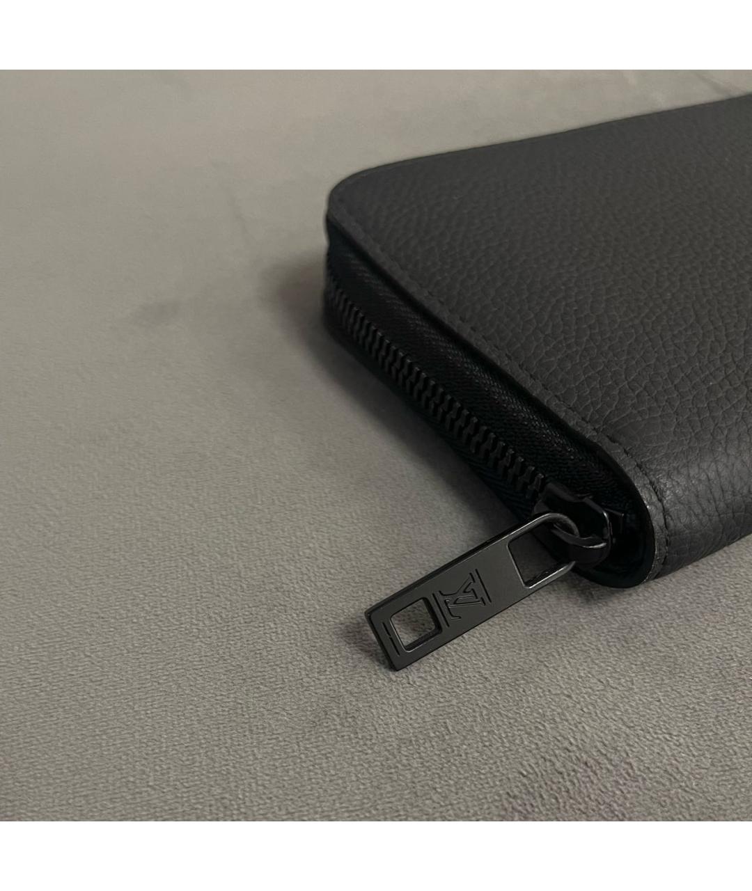 LOUIS VUITTON Черный кожаный кошелек, фото 7