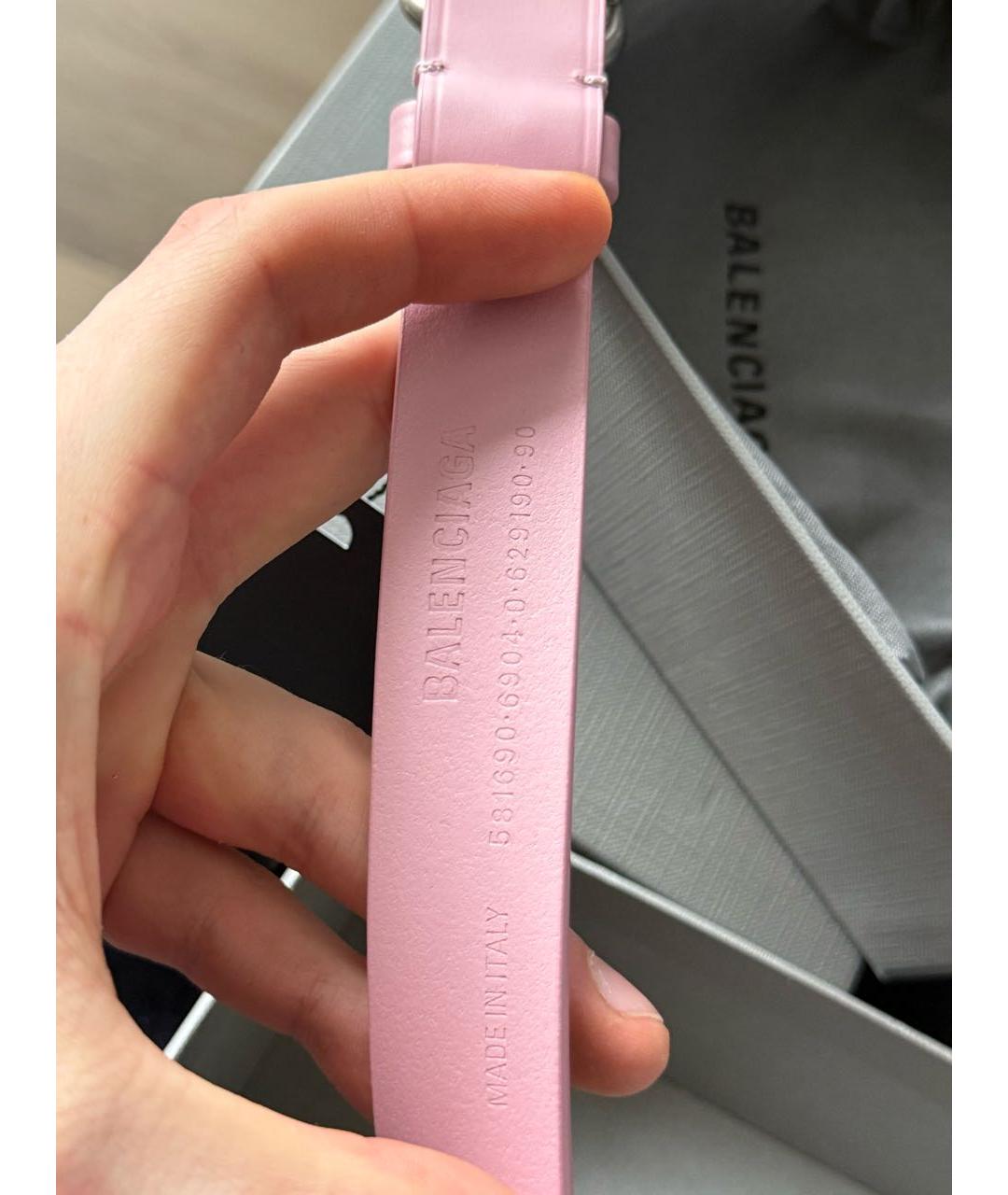 BALENCIAGA Розовый кожаный ремень, фото 4