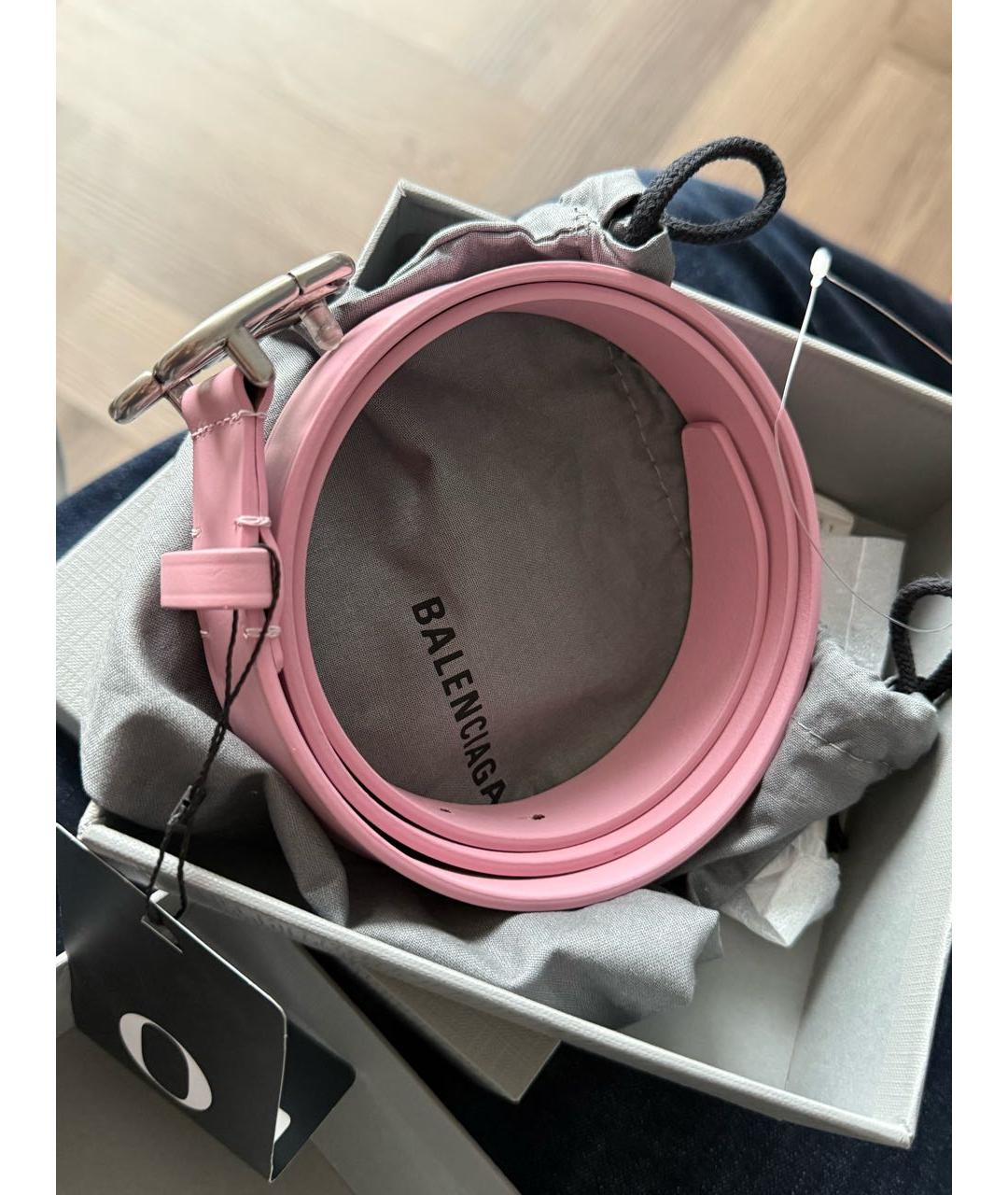 BALENCIAGA Розовый кожаный ремень, фото 3