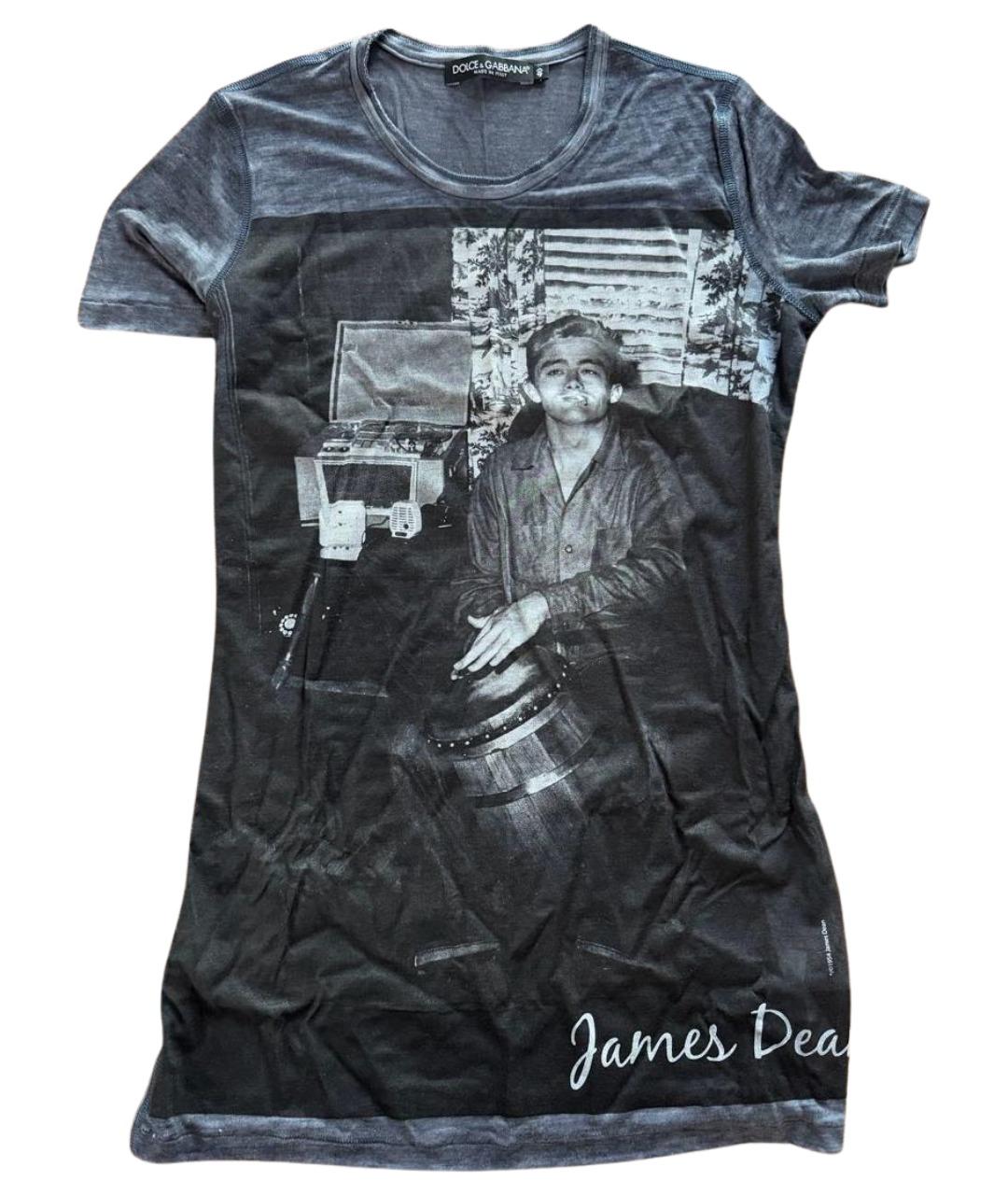 DOLCE&GABBANA Антрацитовая шелковая футболка, фото 1