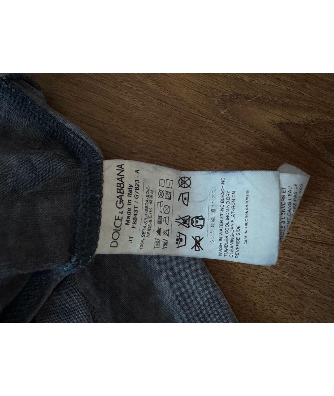 DOLCE&GABBANA Антрацитовая шелковая футболка, фото 2