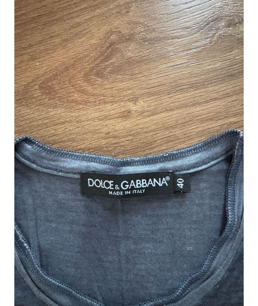 DOLCE&GABBANA Антрацитовая шелковая футболка, фото 4