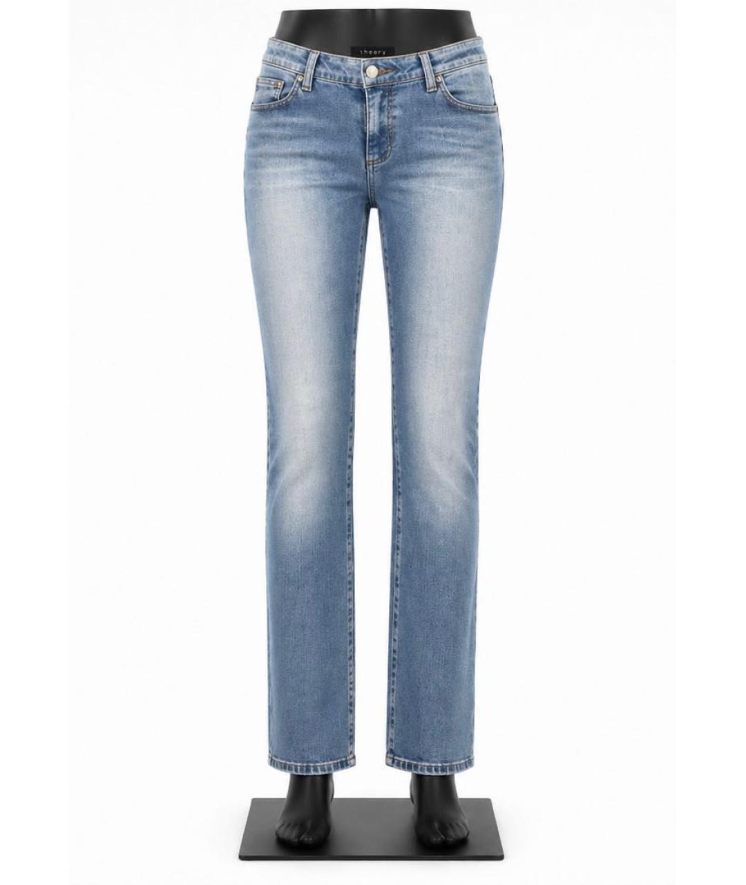 THEORY Синие хлопко-лиоцелловые прямые джинсы, фото 6