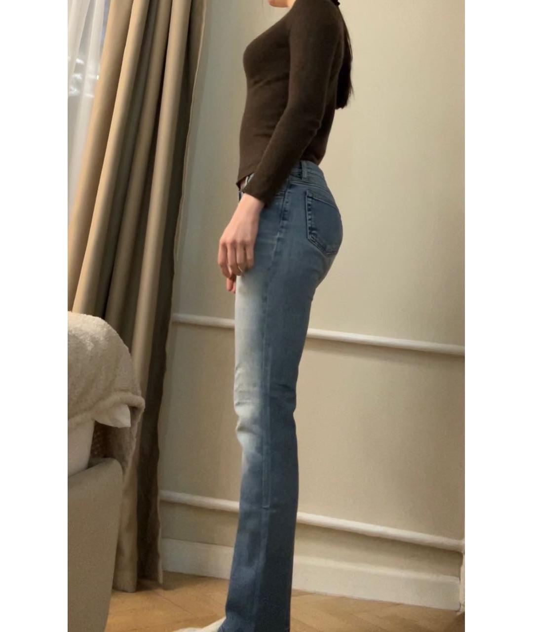 THEORY Синие хлопко-лиоцелловые прямые джинсы, фото 5