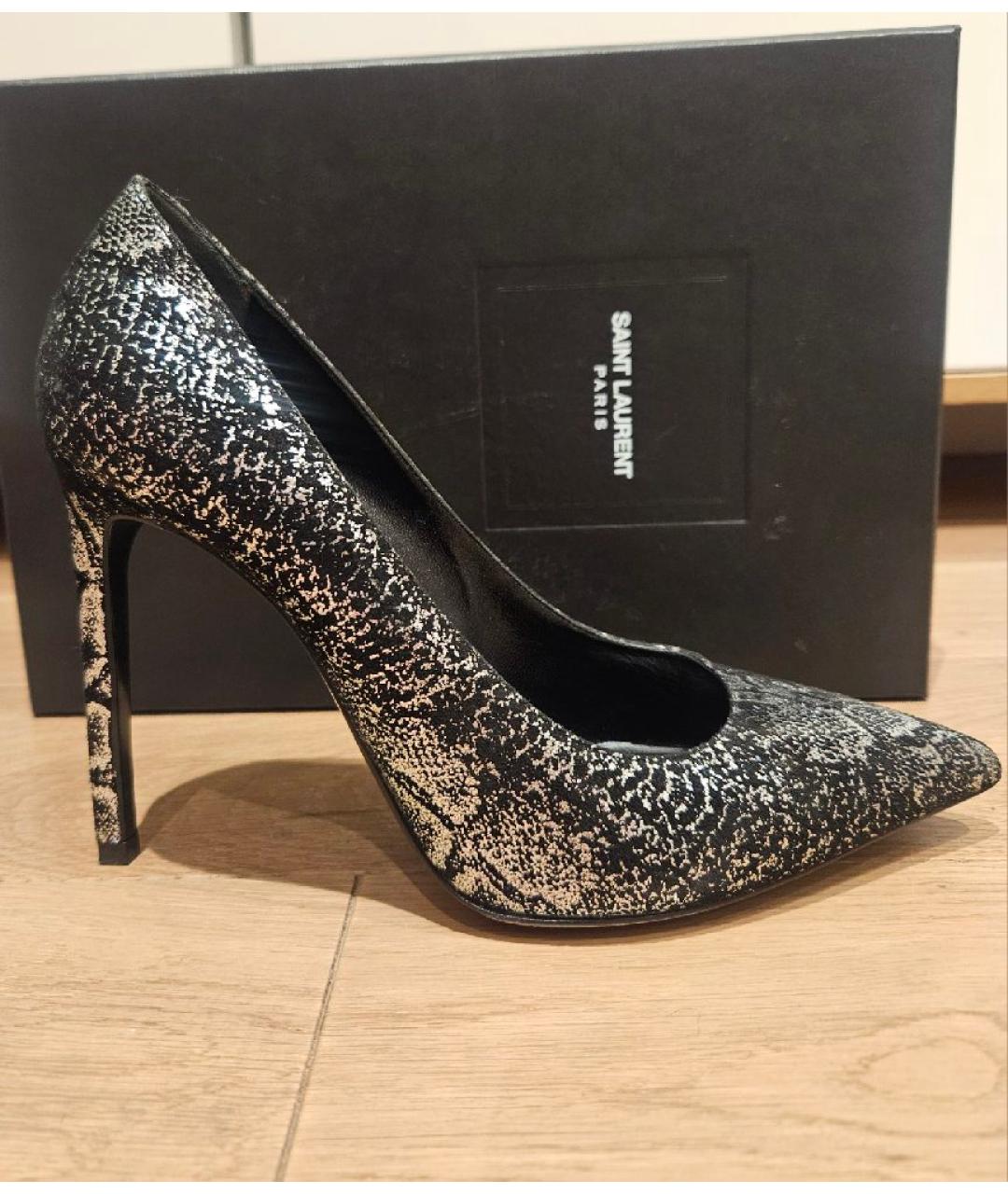 SAINT LAURENT Серебряные замшевые туфли, фото 7