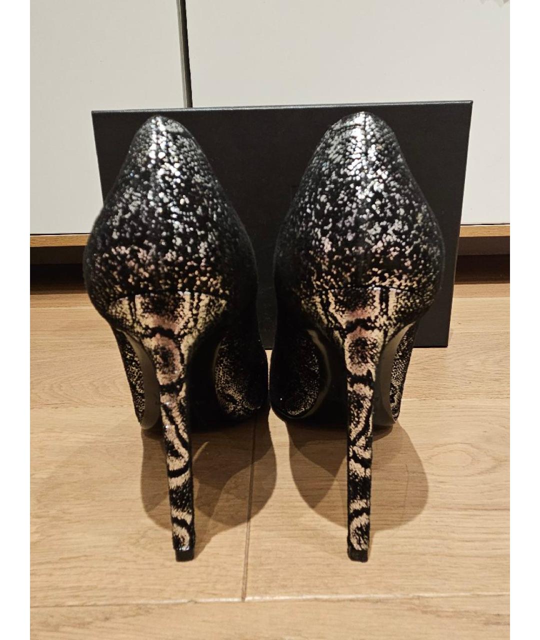 SAINT LAURENT Серебряные замшевые туфли, фото 4