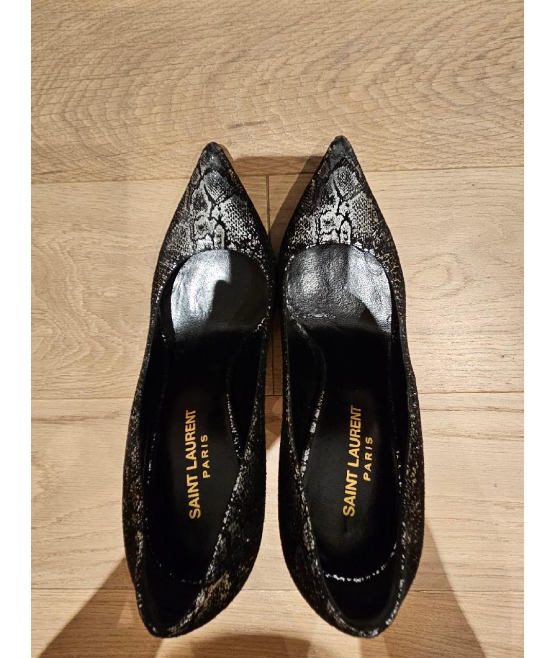 SAINT LAURENT Серебряные замшевые туфли, фото 3