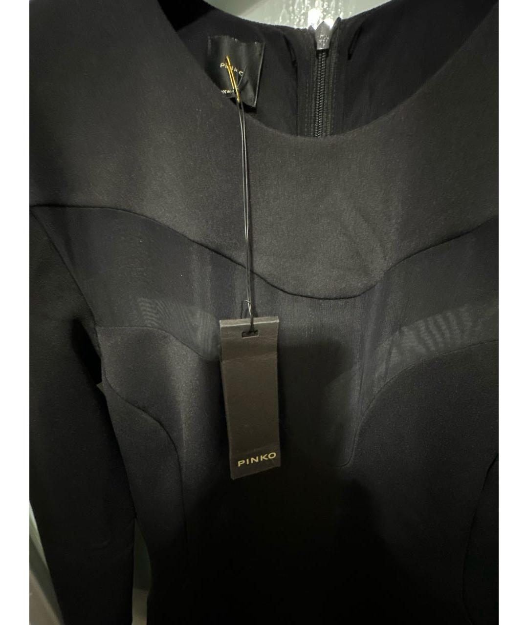 PINKO Черное полиамидовое вечернее платье, фото 3