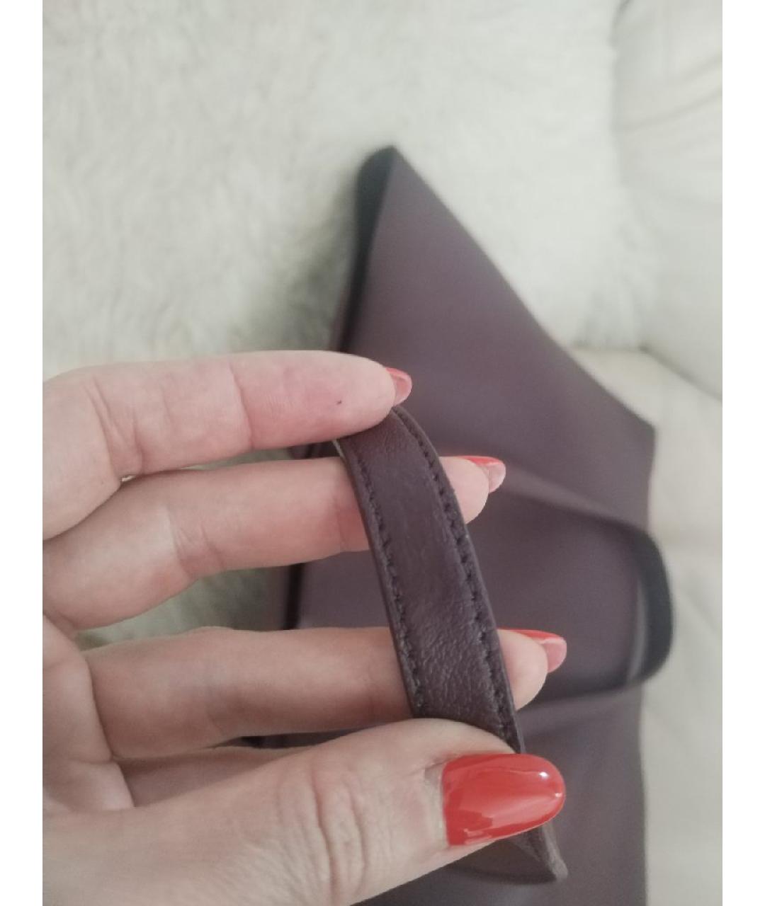 SAINT LAURENT Бордовая кожаная сумка тоут, фото 7