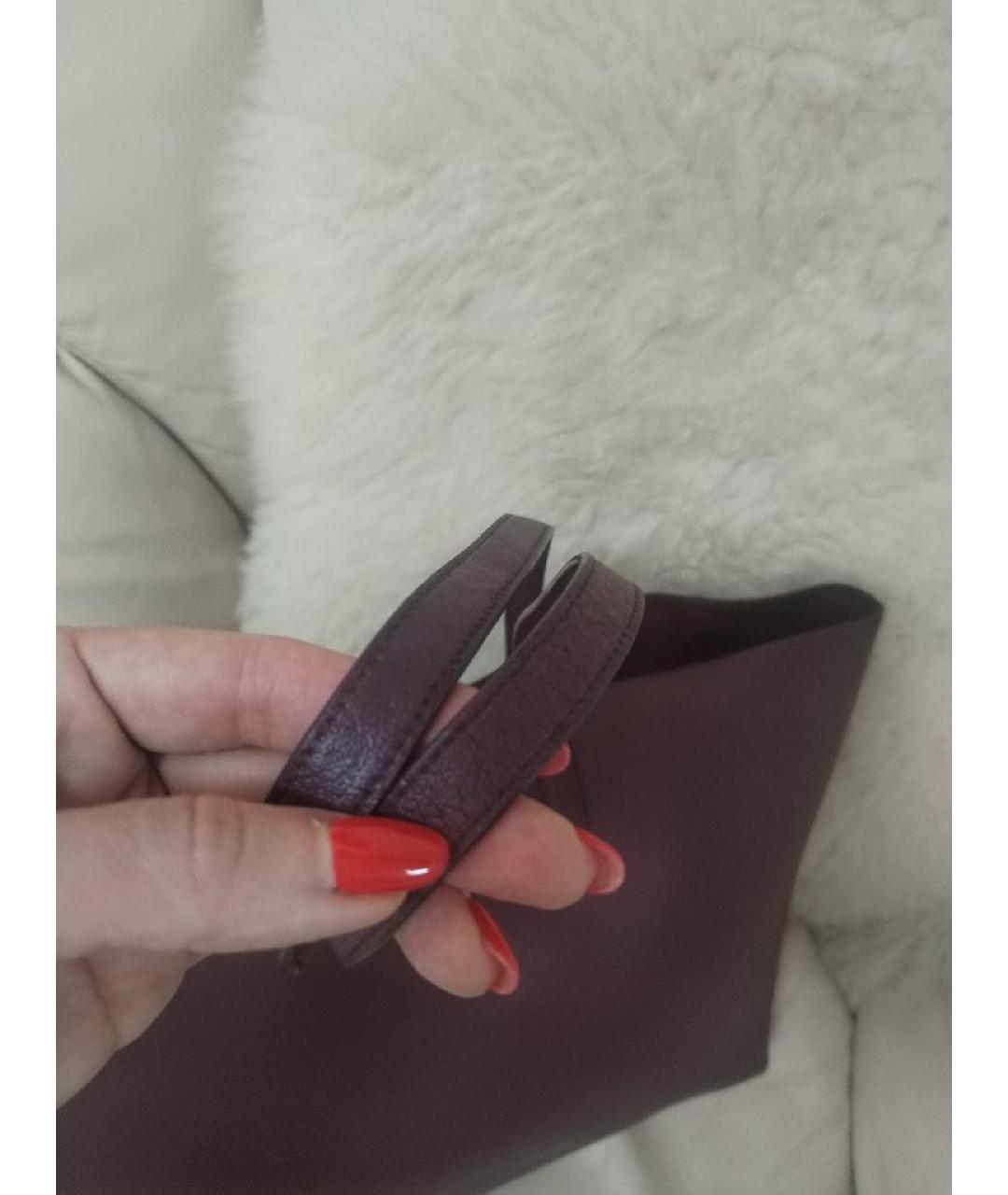 SAINT LAURENT Бордовая кожаная сумка тоут, фото 4