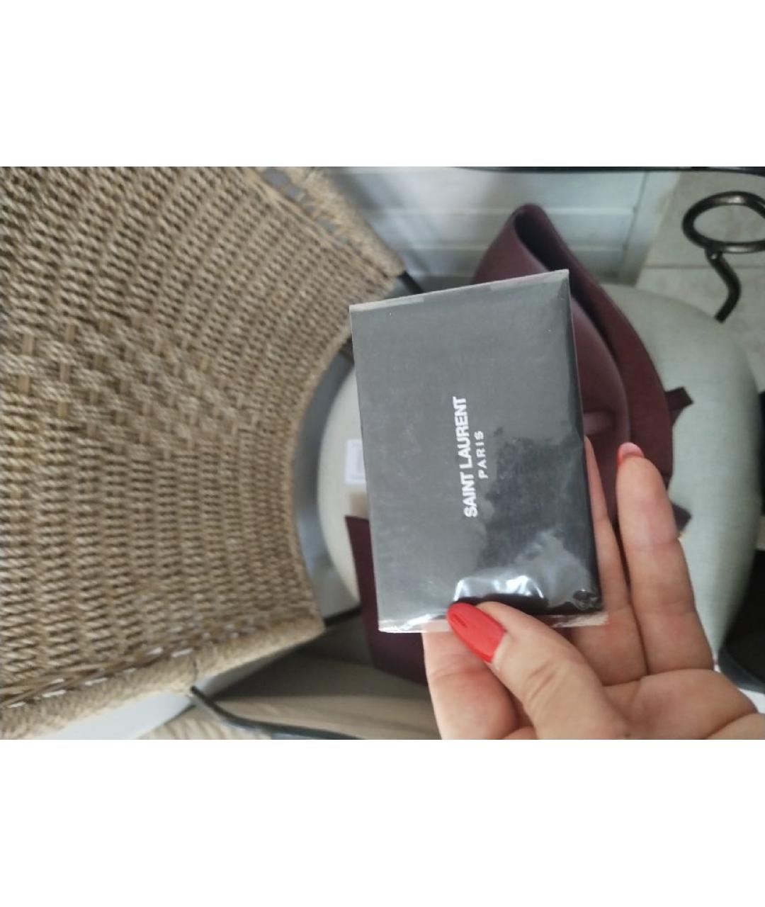 SAINT LAURENT Бордовая кожаная сумка тоут, фото 9