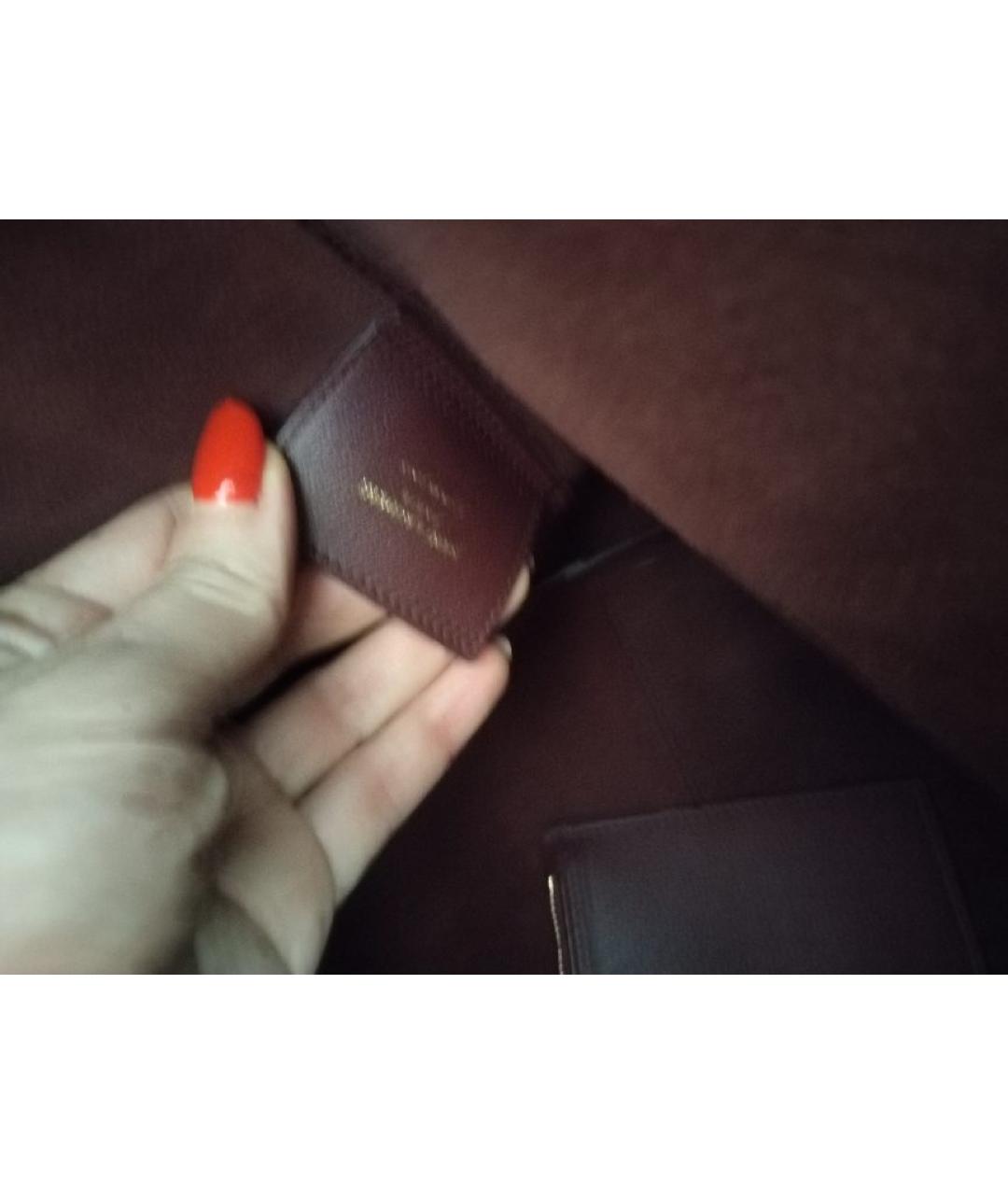 SAINT LAURENT Бордовая кожаная сумка тоут, фото 5