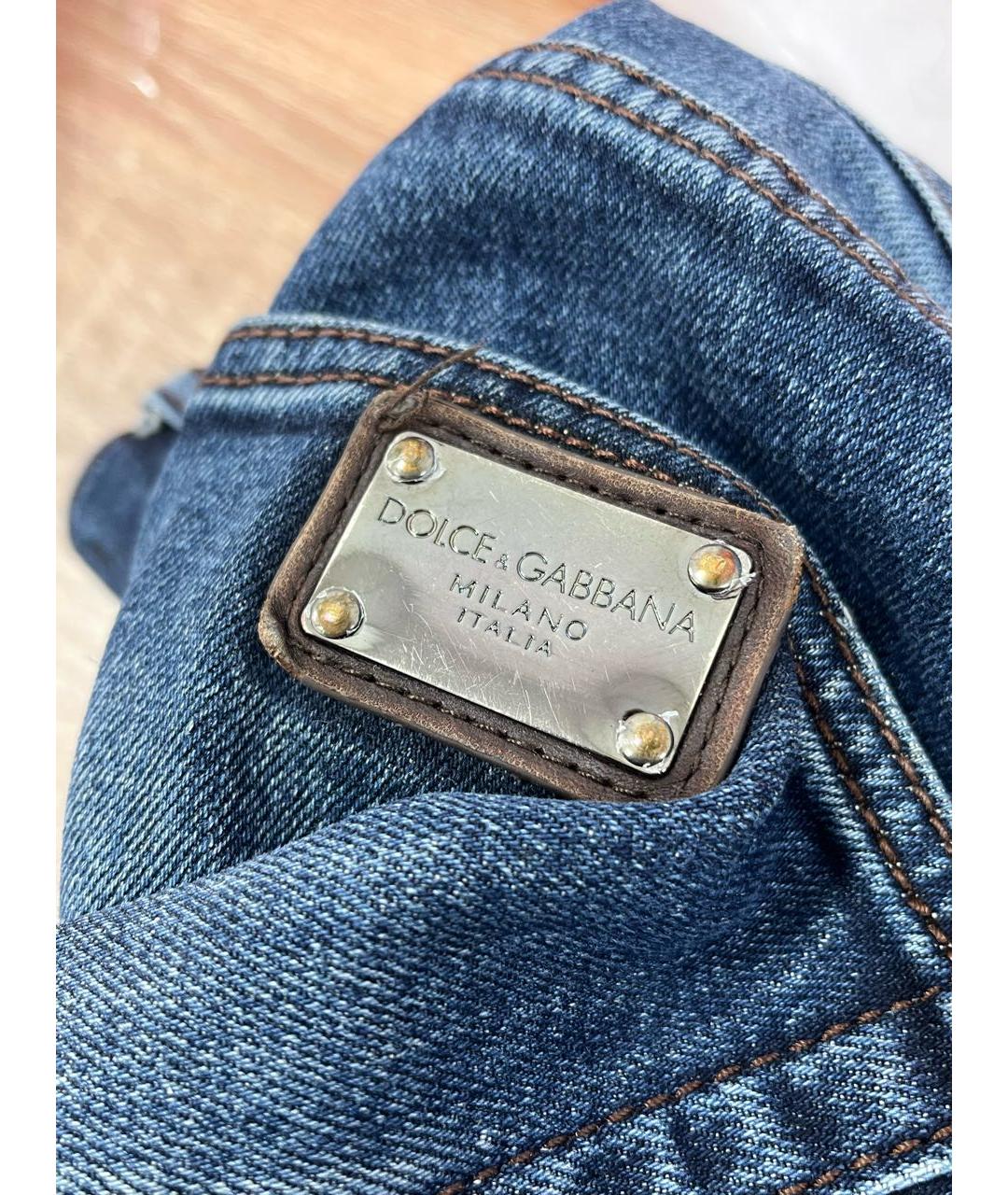 DOLCE&GABBANA Темно-синие хлопковые джинсы скинни, фото 4