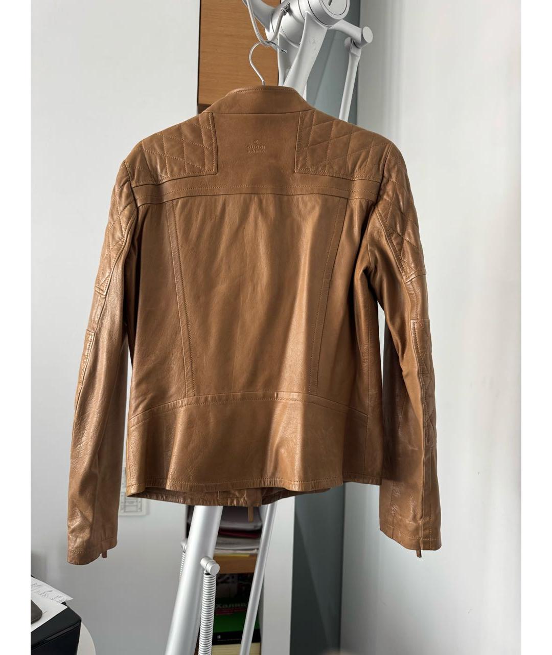GUCCI Горчичная кожаная куртка, фото 2