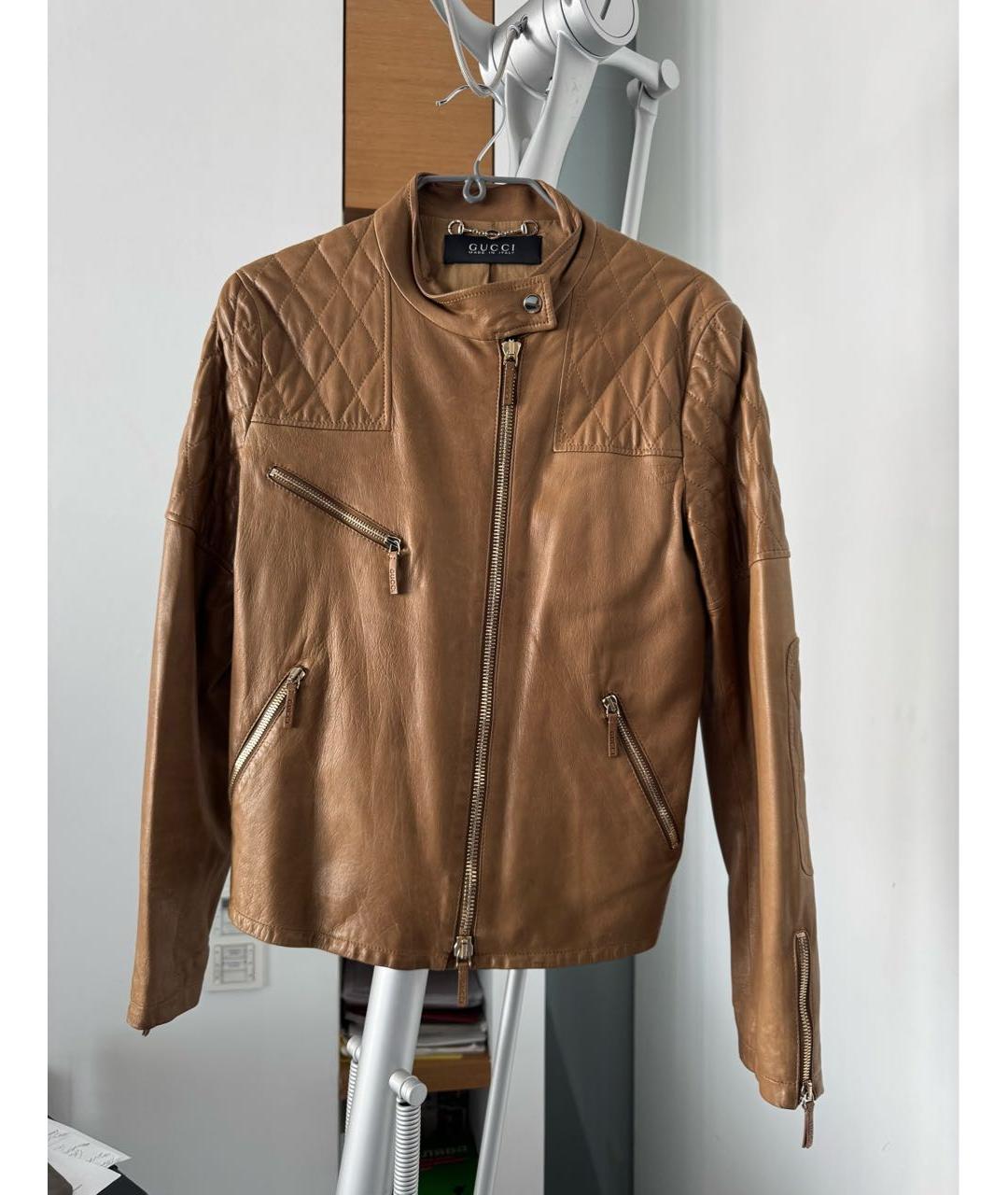 GUCCI Горчичная кожаная куртка, фото 9
