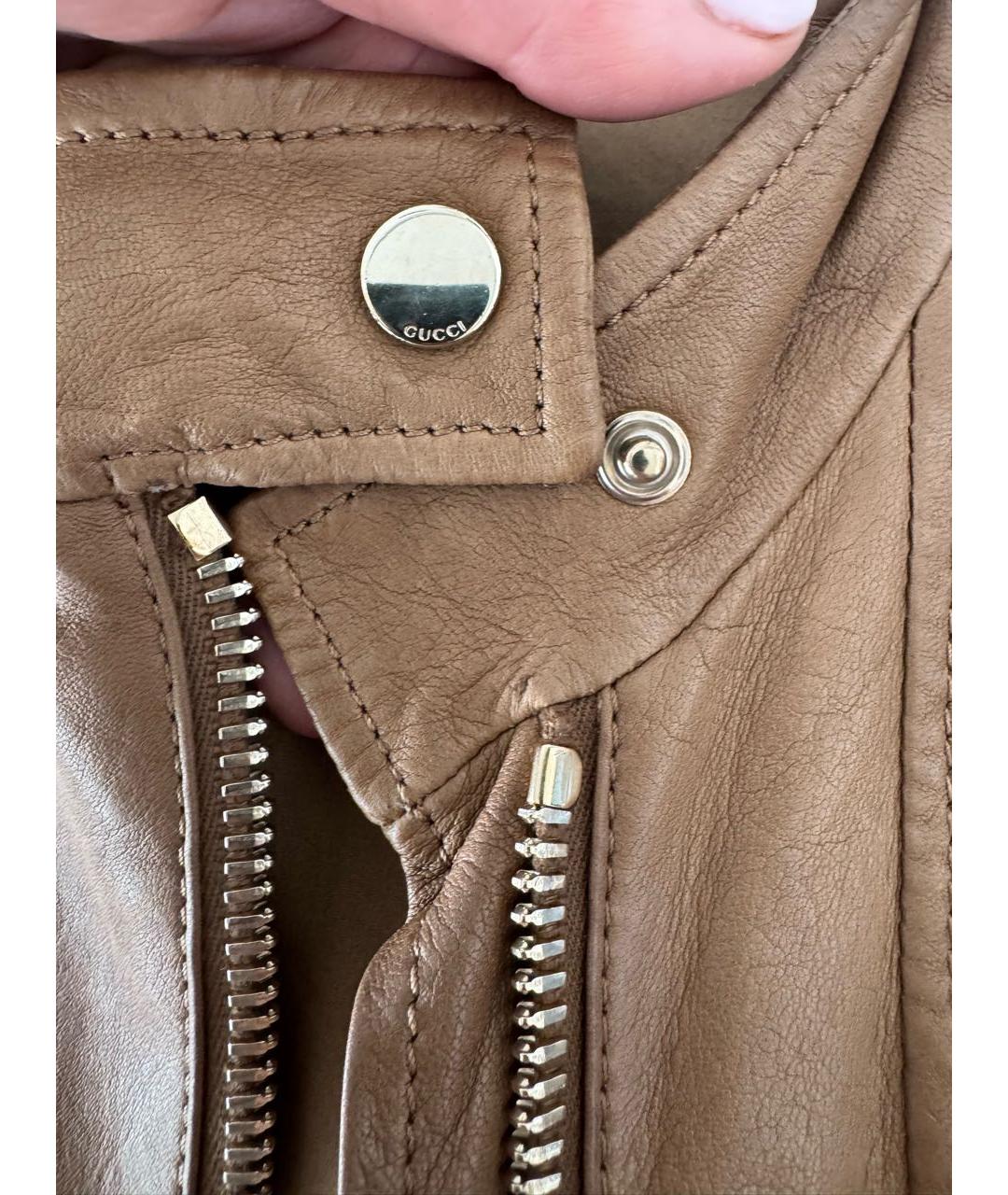 GUCCI Горчичная кожаная куртка, фото 8