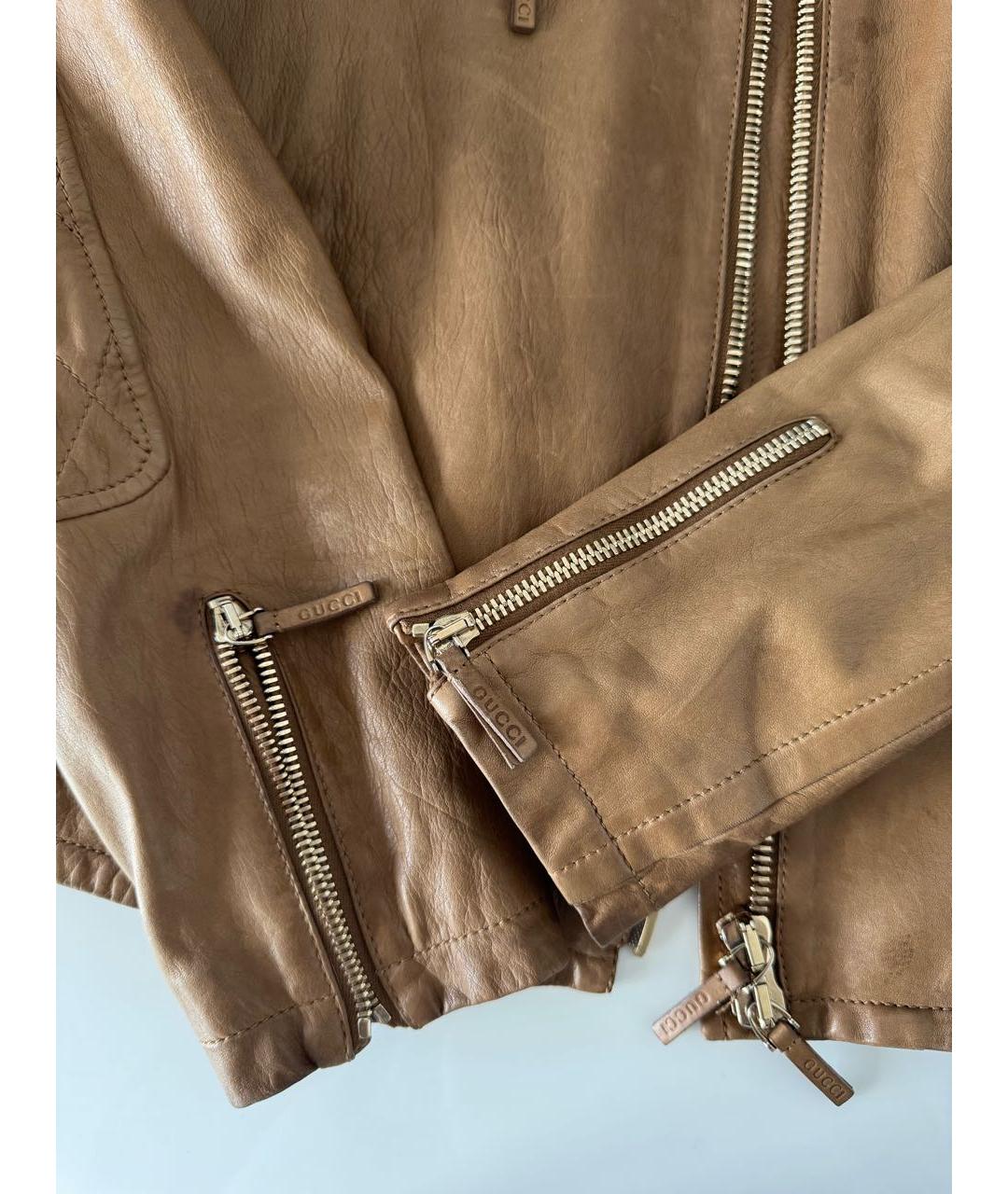 GUCCI Горчичная кожаная куртка, фото 7