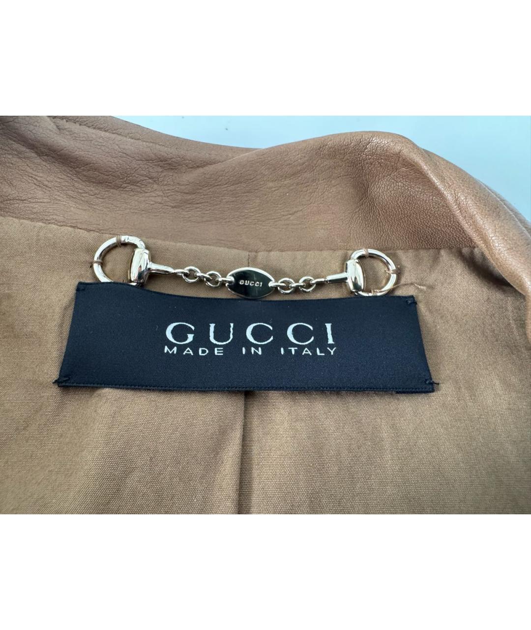 GUCCI Горчичная кожаная куртка, фото 3