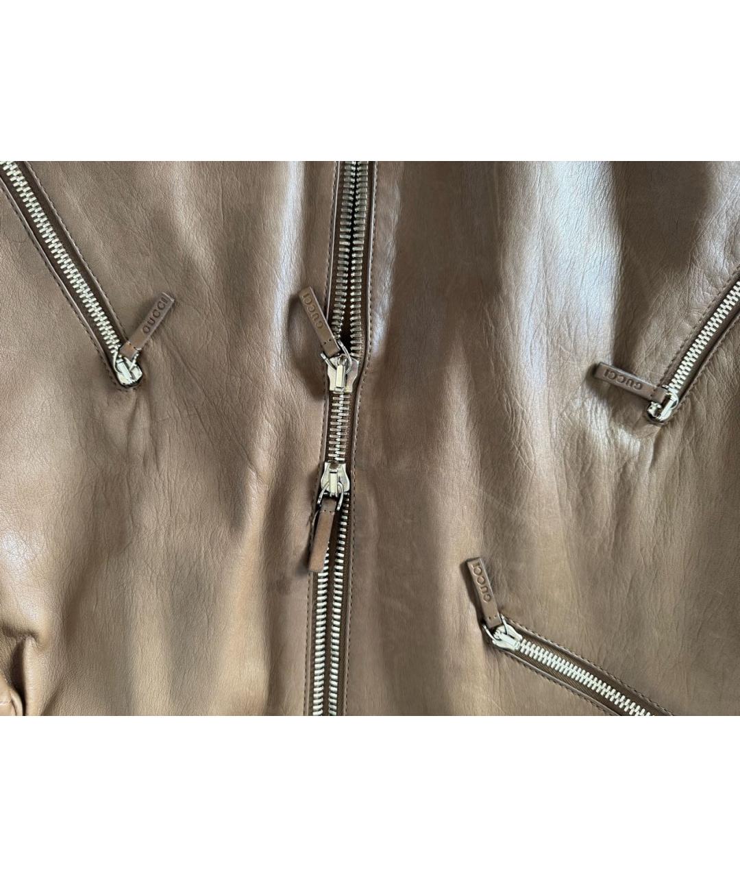 GUCCI Горчичная кожаная куртка, фото 6