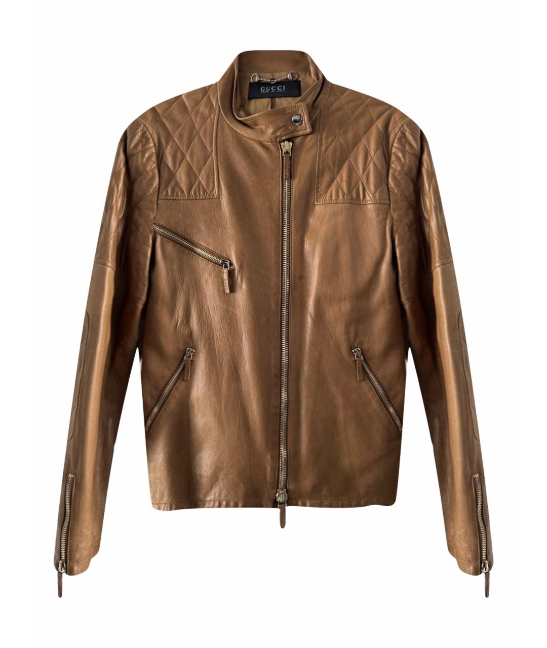 GUCCI Горчичная кожаная куртка, фото 1