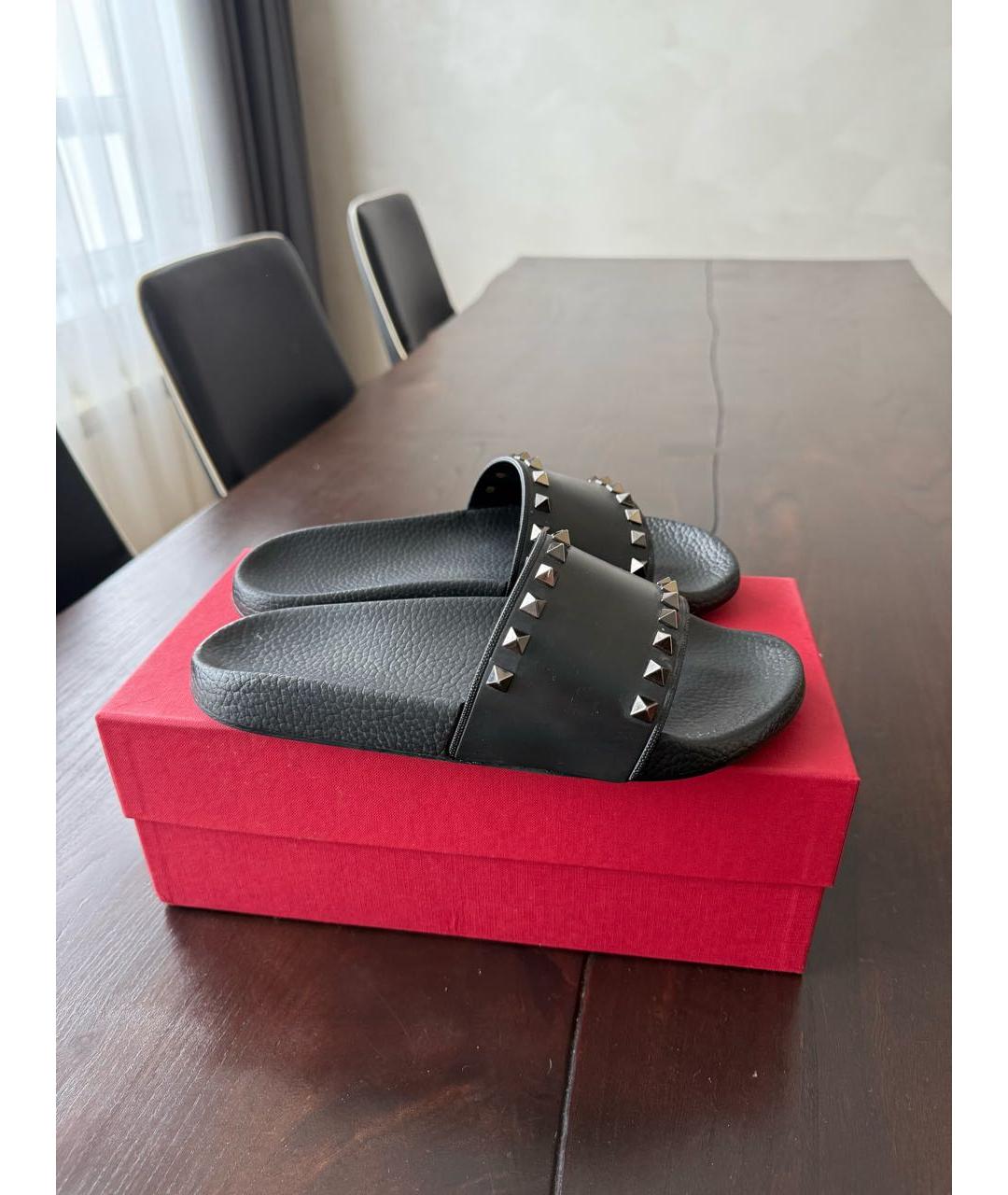 VALENTINO Черные резиновые шлепанцы, фото 6