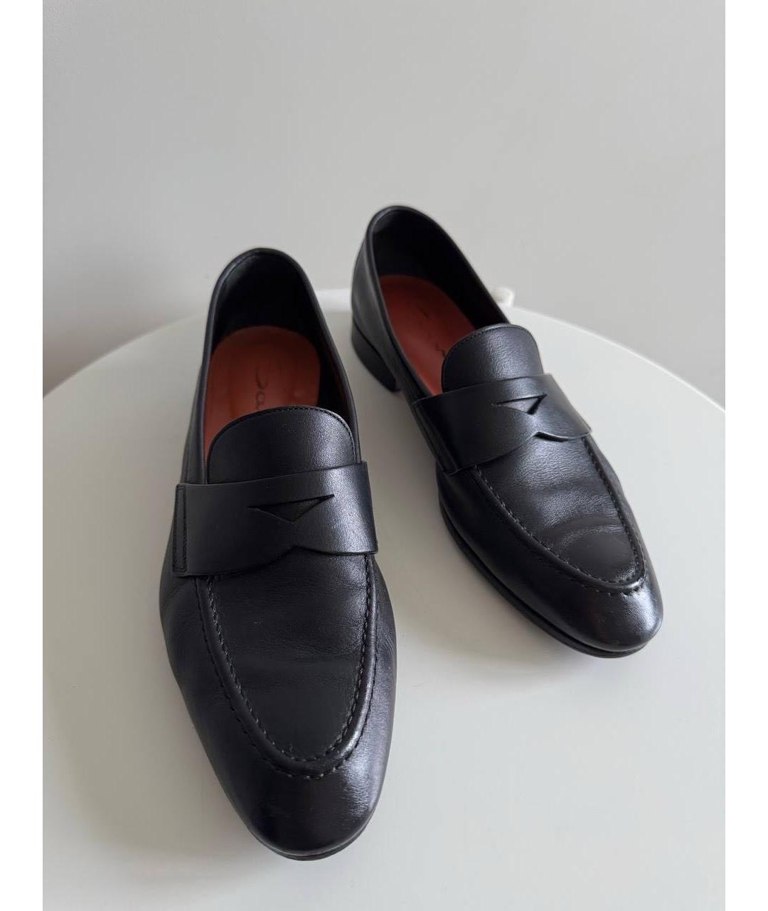 SANTONI Черные кожаные лоферы, фото 3