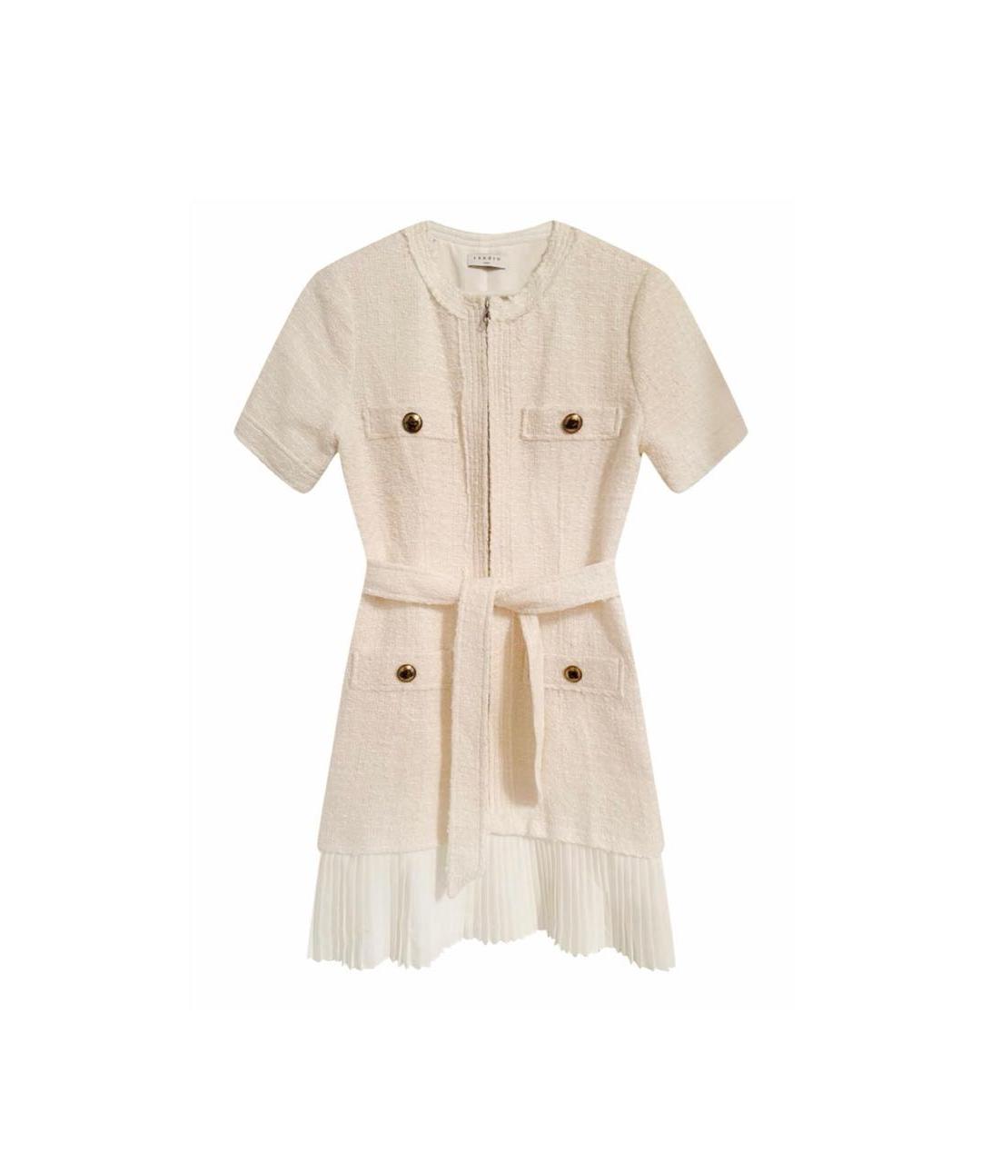 SANDRO Белое твидовое повседневное платье, фото 9