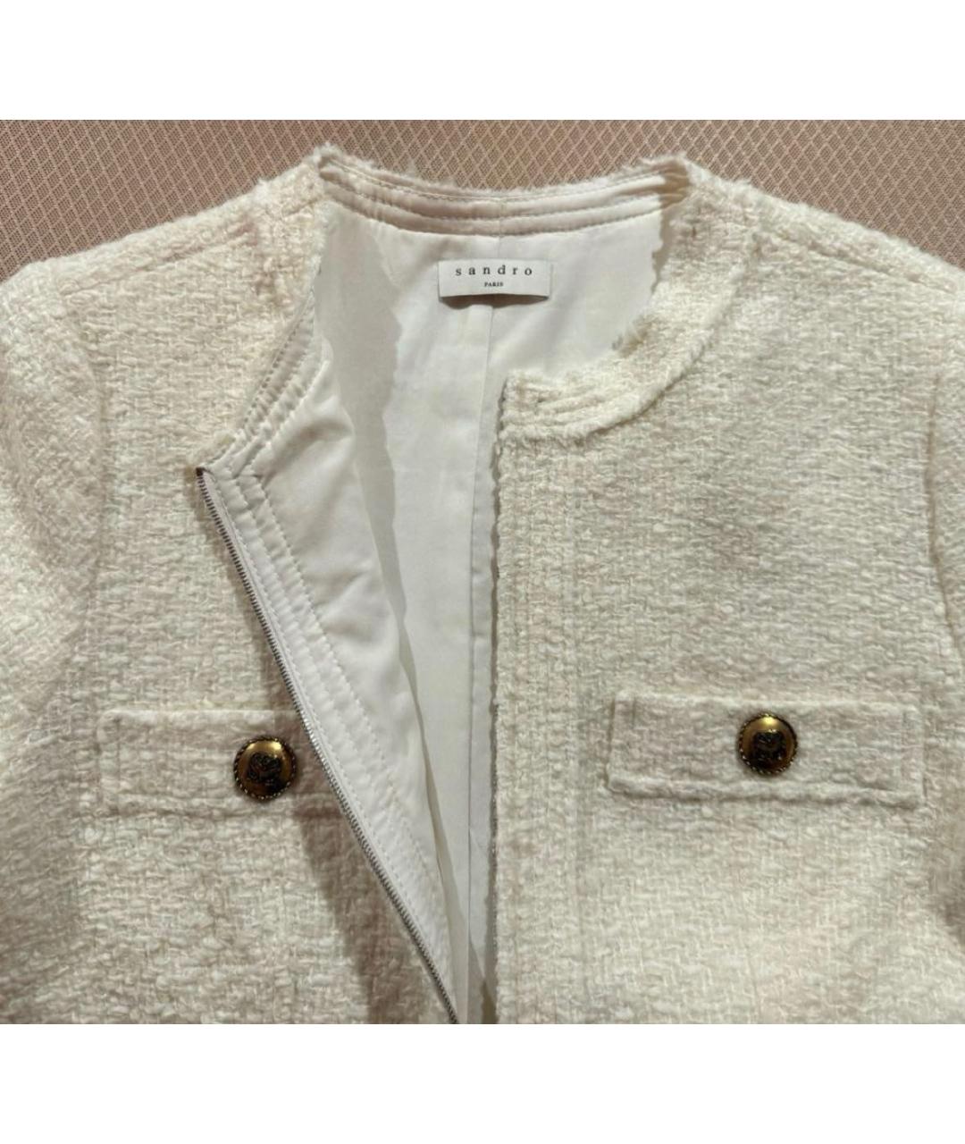 SANDRO Белое твидовое повседневное платье, фото 3