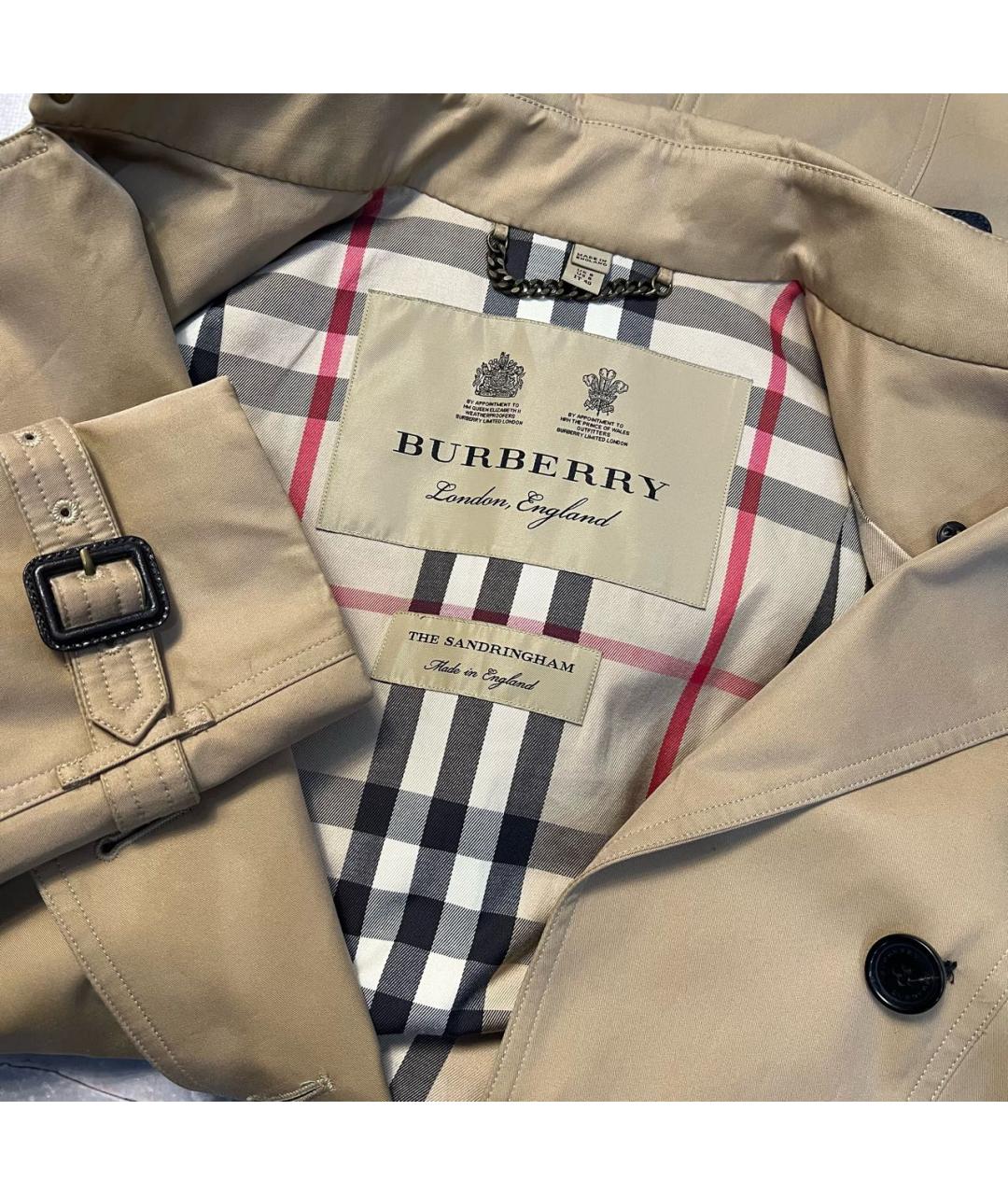 BURBERRY Бежевый хлопковый тренч/плащ, фото 3
