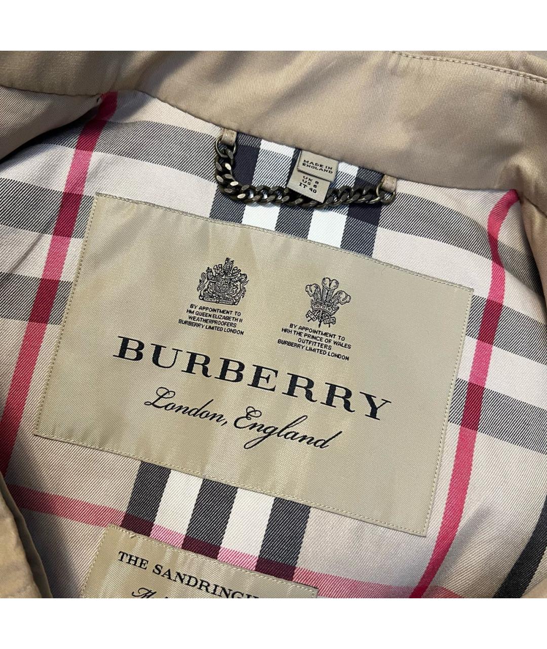 BURBERRY Бежевый хлопковый тренч/плащ, фото 4