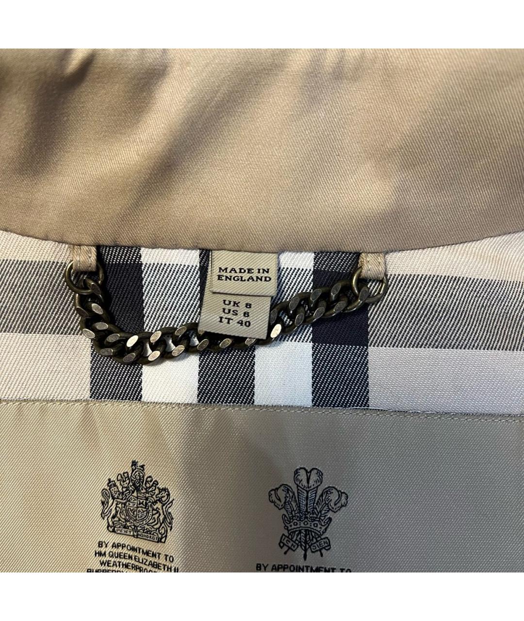 BURBERRY Бежевый хлопковый тренч/плащ, фото 5